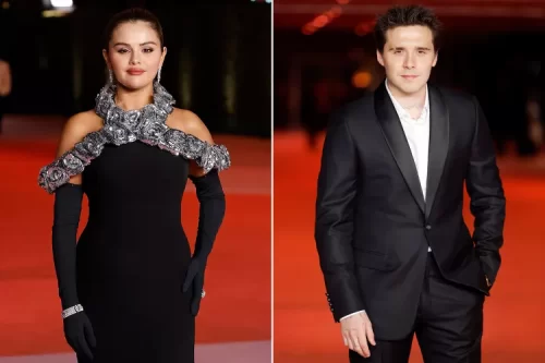 Selena Gomez and Brooklyn Beckham at the 2023 Academy Museum Gala. PHOTO: TAYLOR HILL/WIREIMAGE; EMMA MCINTYRE/GETTY