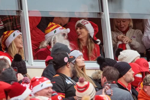 Taylor Swift on December 25th, 2023 at Arrowhead Stadium in Kansas City, Missouri. WILLIAM PURNELL/ICON SPORTSWIRE VIA GETTY