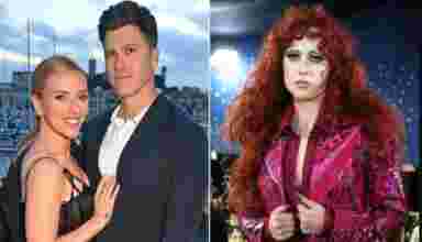 scarlett johansson,scarlett johannsoon,scarlett johansen,scarlett_johansson,snl 50 anniversary,celeb kids,celeb_kids,michael che,jurassic world,partner amazon,jurassic_world,standup comedy special,couples,netflix,colin jost,comedy special,saturday night live,saturday_night_live,e! news now,top stories,wochit,nbc,improv,date night,binge watching,exclusive,snl,snl 50,snl_50,interviews,weekend update